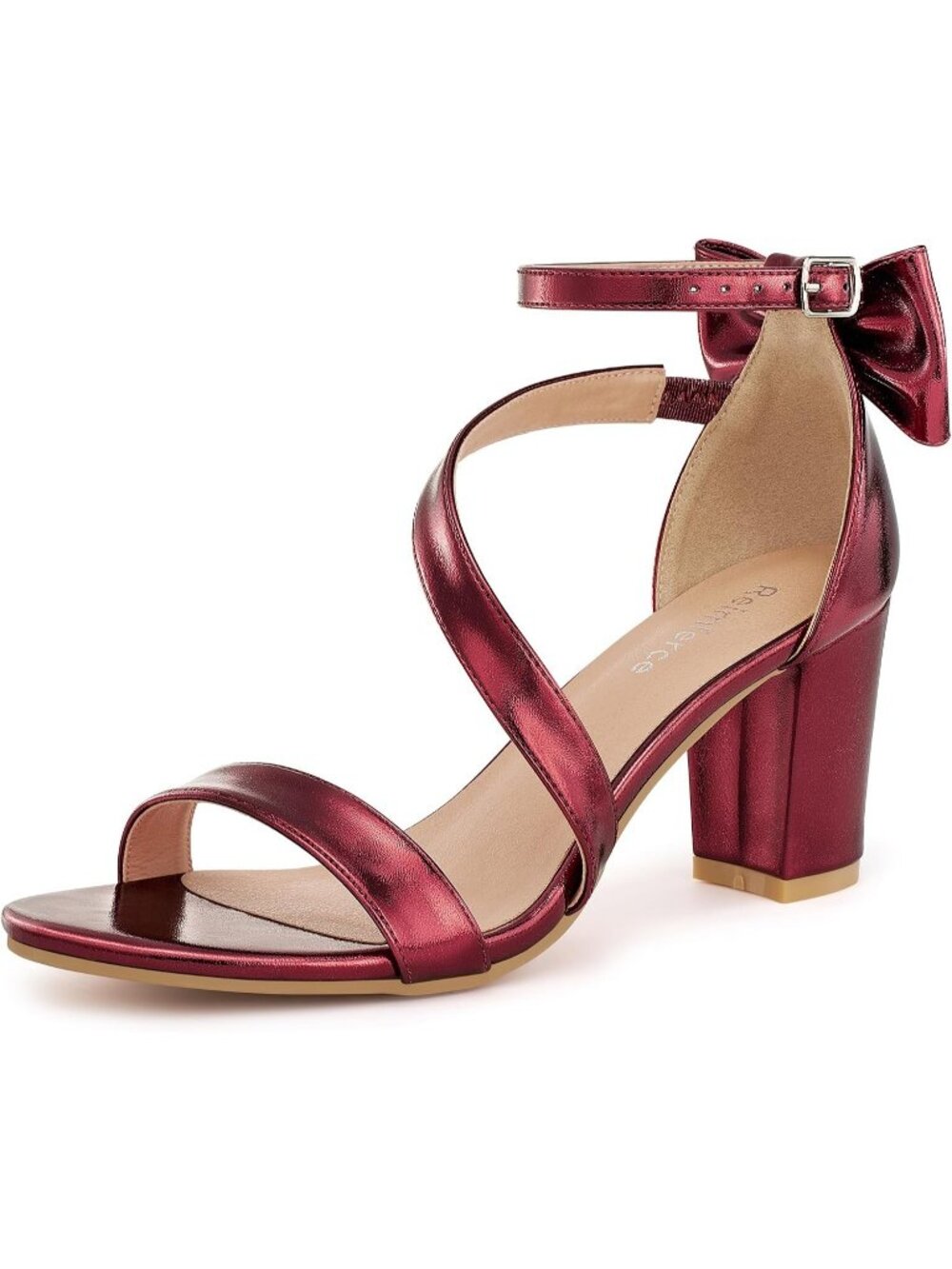 Women's Metallic Red Faux Leather Comfortable Cute & Comfy Wedding Heel Sandals